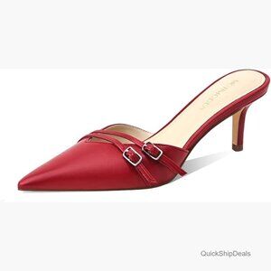 Pointed Toe Kitten Heel Mules Backless Slip On Dress Sandals